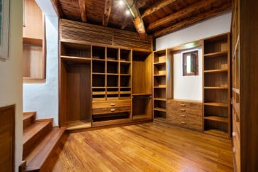 Completely wooden wardrobe room