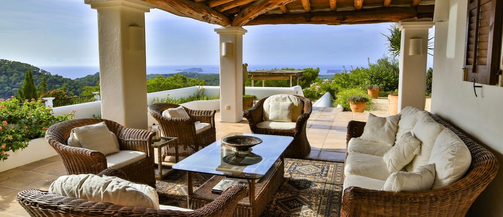 Cosy rattan lounge suite on the veranda