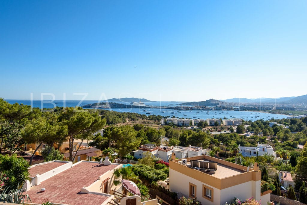 Sea view from Talamanca Bay to Ibiza town