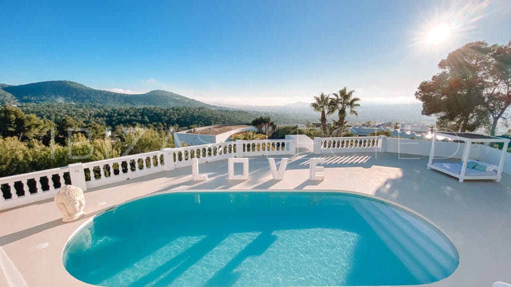 Stunning views from the pool to Ibiza town and sea