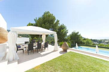 Outdoor area of villa Katherine in Ibiza