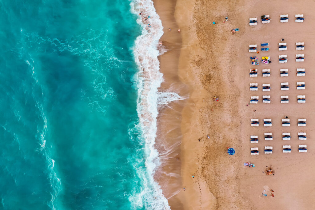 People Resting On Beach Enjoy Summer Vacation