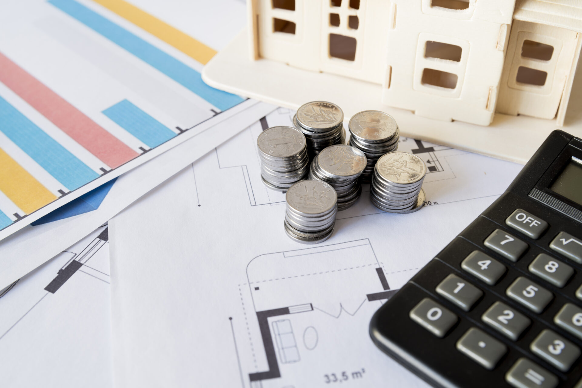 Graph Stack Coins Calculator House Model Blueprint